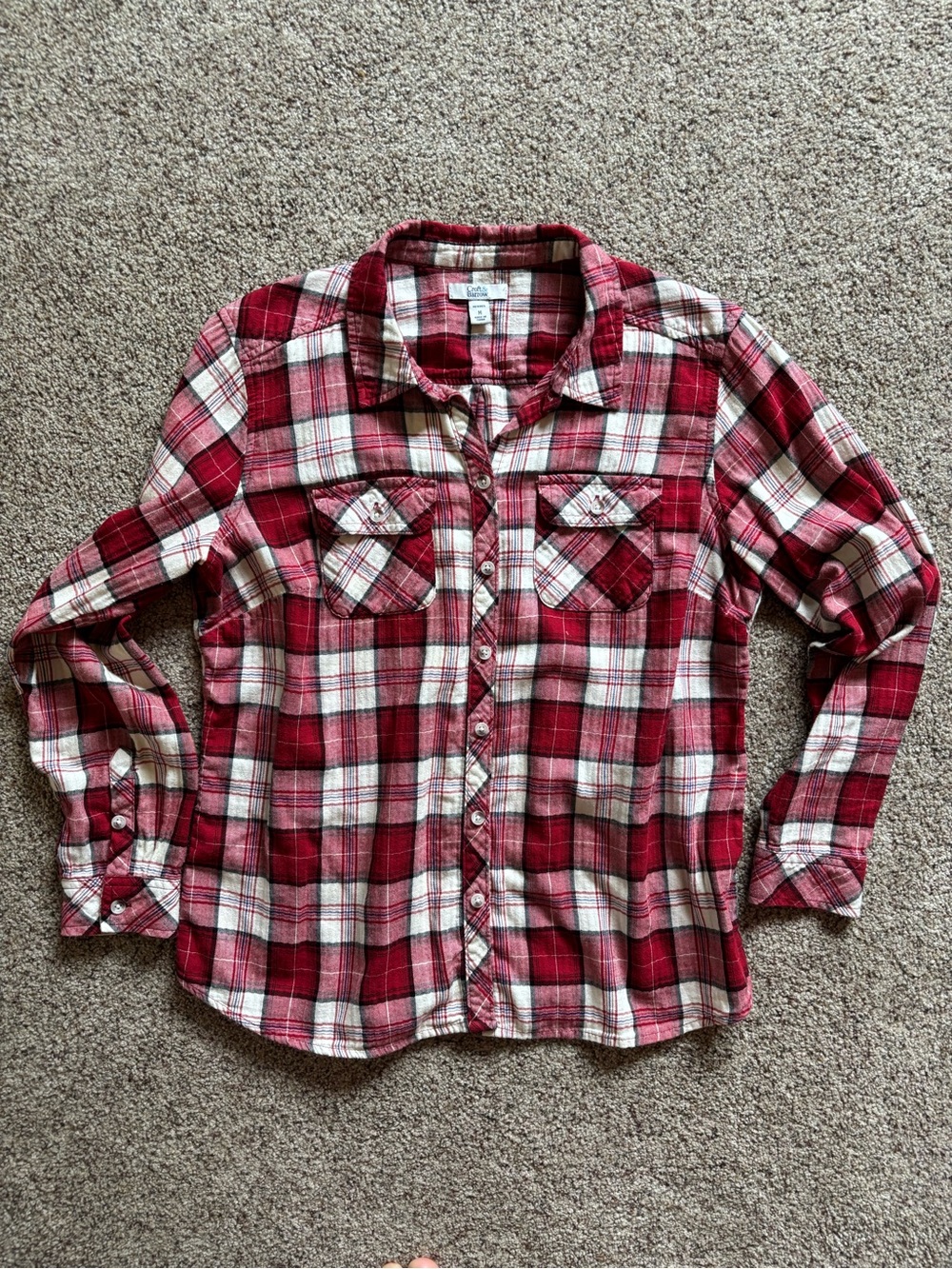 croft & barrow Red and Cream Plaid Button-Down Shirt